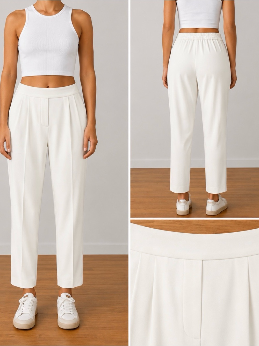 Babaton White Pull-On Tailored Pants